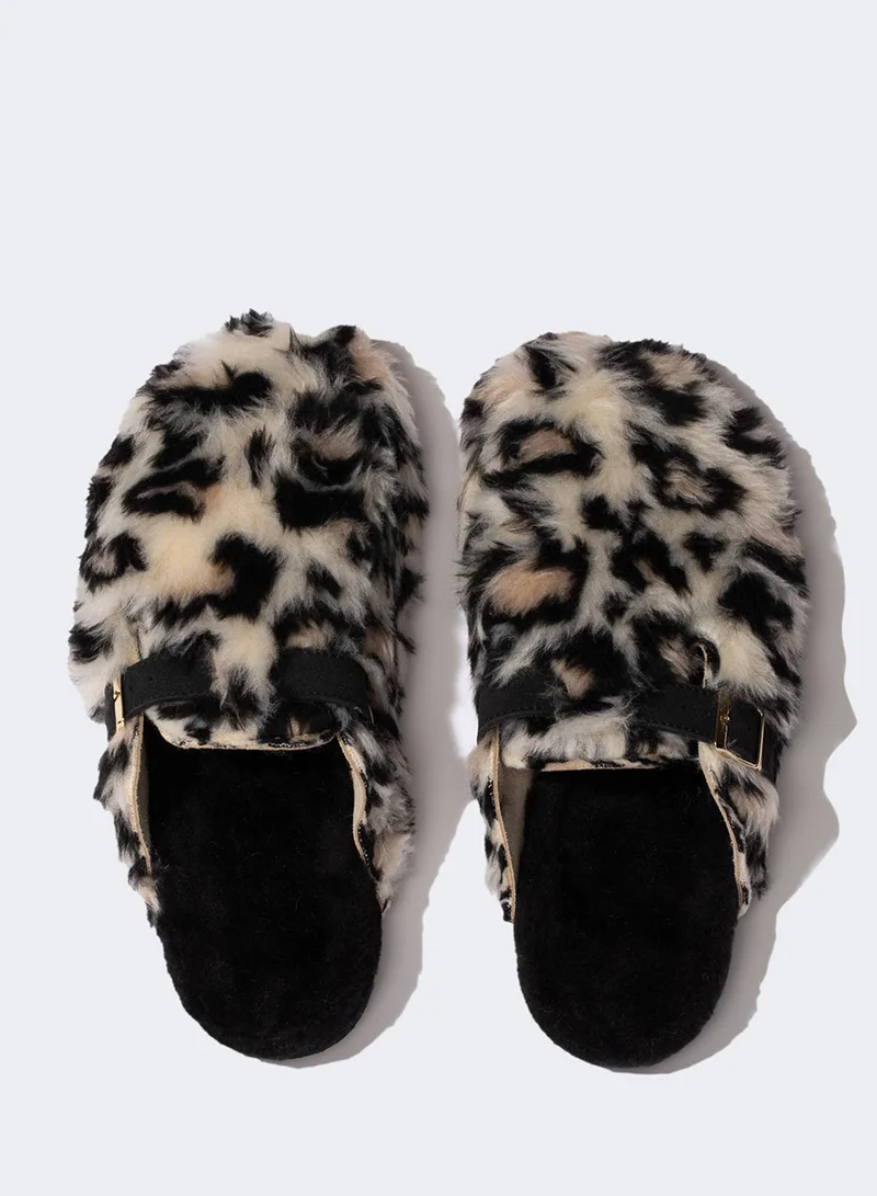 DeFacto Leopard Printed Flat Sole Slippers