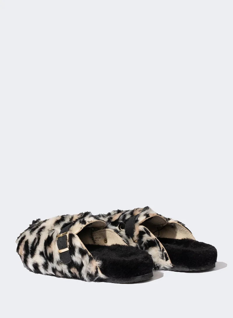 DeFacto Leopard Printed Flat Sole Slippers