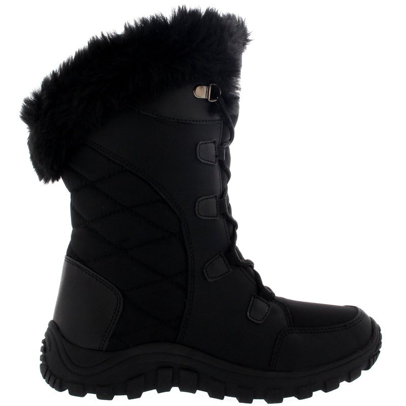 POLAR Womens Quilted Lace Up Black Outdoor Snow Rain Duck Boot - 9 - BLK40 YC0129 - Image 4