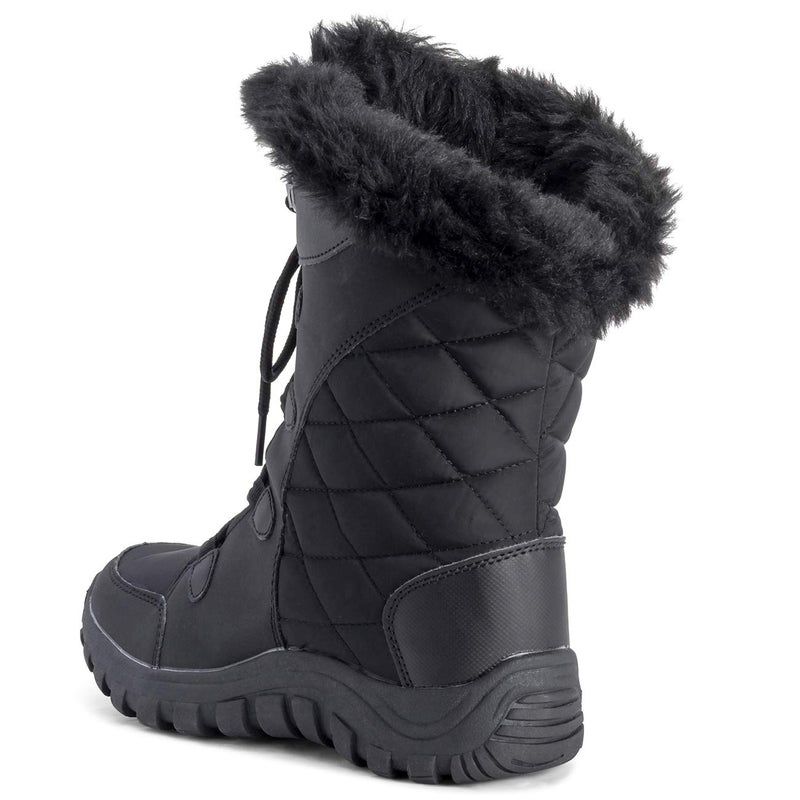 POLAR Womens Quilted Lace Up Black Outdoor Snow Rain Duck Boot - 9 - BLK40 YC0129 - Image 5