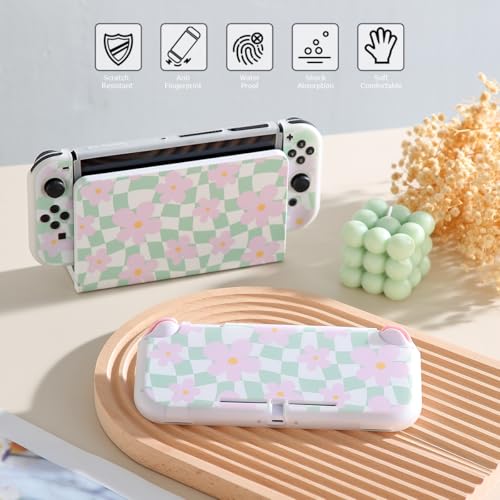 CasosexploreLab Case for Nintendo Switch Lite Protective Accessories Soft Silicone Cover Shell Compatible ONLY for Switch Lite Sage Green Checker Anti-Drop Shock Proof Aesthetic Protector - Image 4