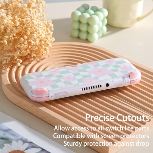 CasosexploreLab Case for Nintendo Switch Lite Protective Accessories Soft Silicone Cover Shell Compatible ONLY for Switch Lite Sage Green Checker Anti-Drop Shock Proof Aesthetic Protector - Image 3