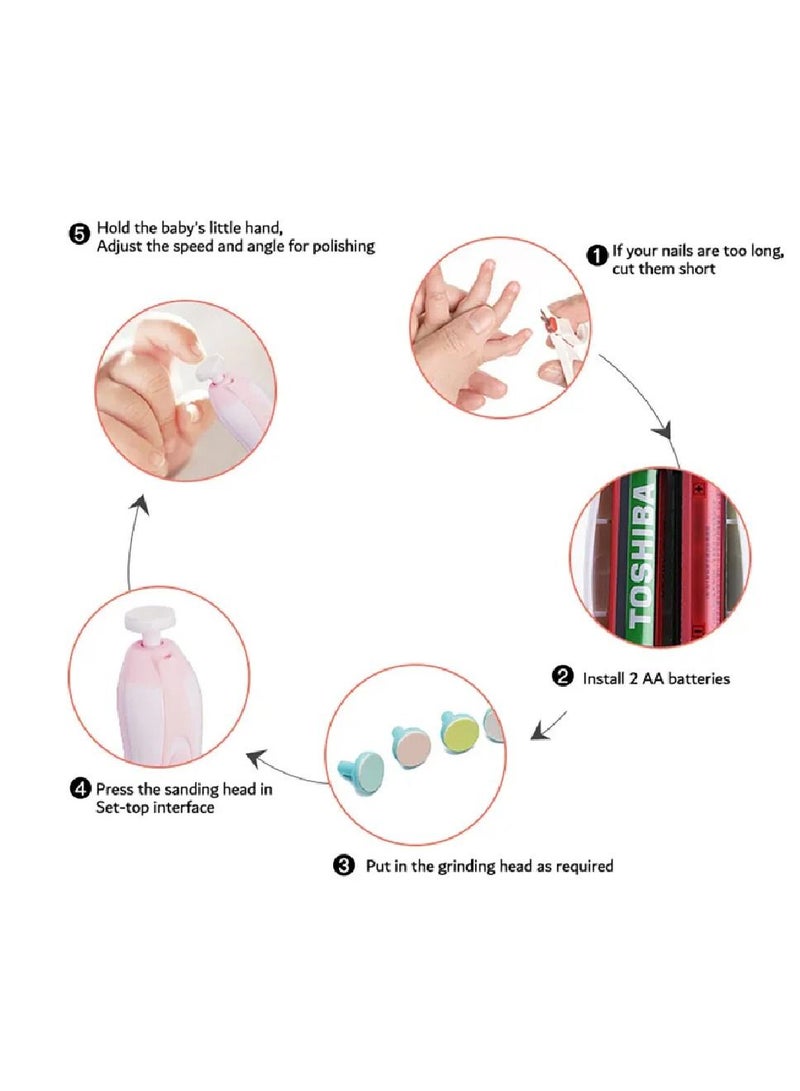 DIGI CORE 6-In-1 Electric Nail Trimmer File Trimmer Tool Kit With LED Light For Children Nail Clippers Set with Travel Case- Safe Baby Nail File Trimmer - Image 4