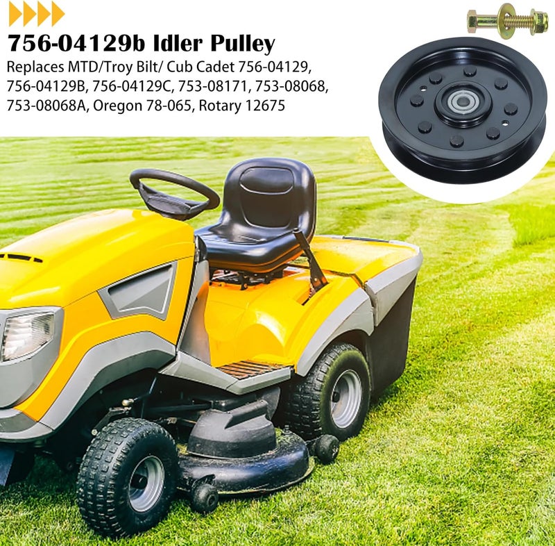 BOSFLAG 2 Pack 756-04129b Idler Pulley Replaces Cub Cadet 756-04129 Idler Pulley 756 04129 Idler Pulley 756-04129b Pulley 756-04129c, 956-04129, 753-08171 Idler Pulley Kit, Cub Cadet rzt50 Pulley - Image 2