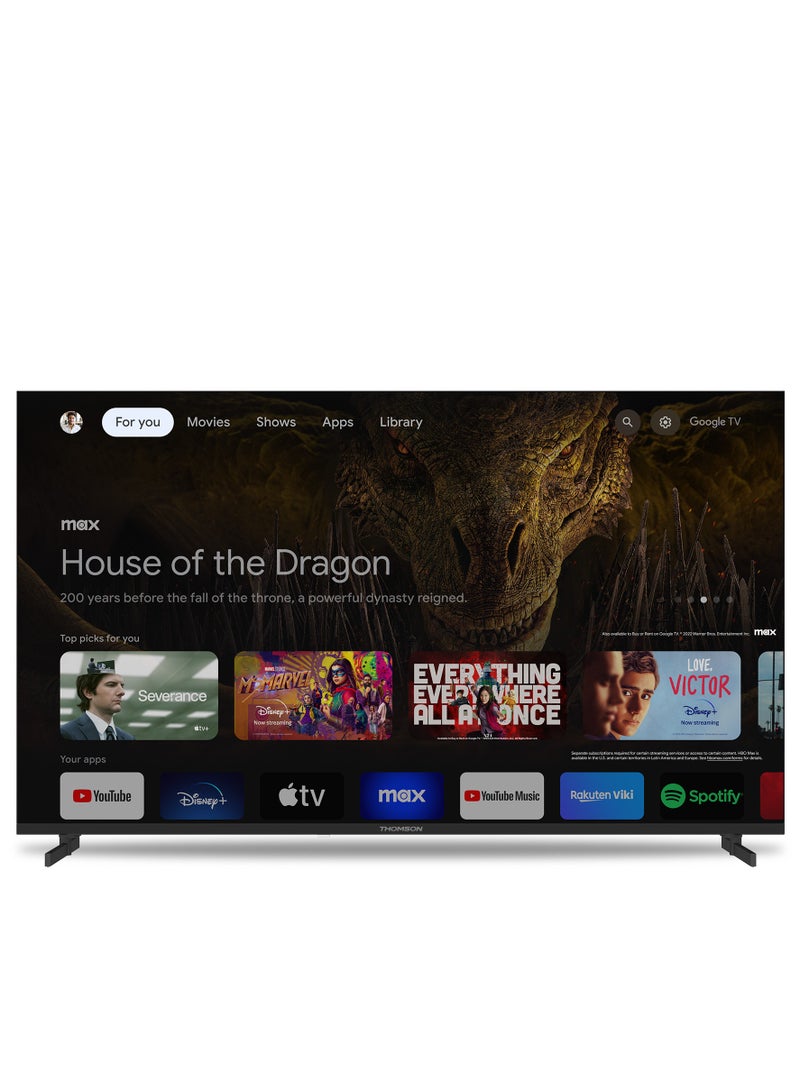 Thomson تلفاز Thomson الذكي 55 بوصة 4K UHD – موديل 2025 مع مساعد جوجل الصوتي، التحكم الصوتي الذكي، يوتيوب ونتفليكس مدمجين، شاشة بدقة 3840x2160 بكسل، تصميم أرجل جانبية – تلفاز LED بدون إطار - Image 3