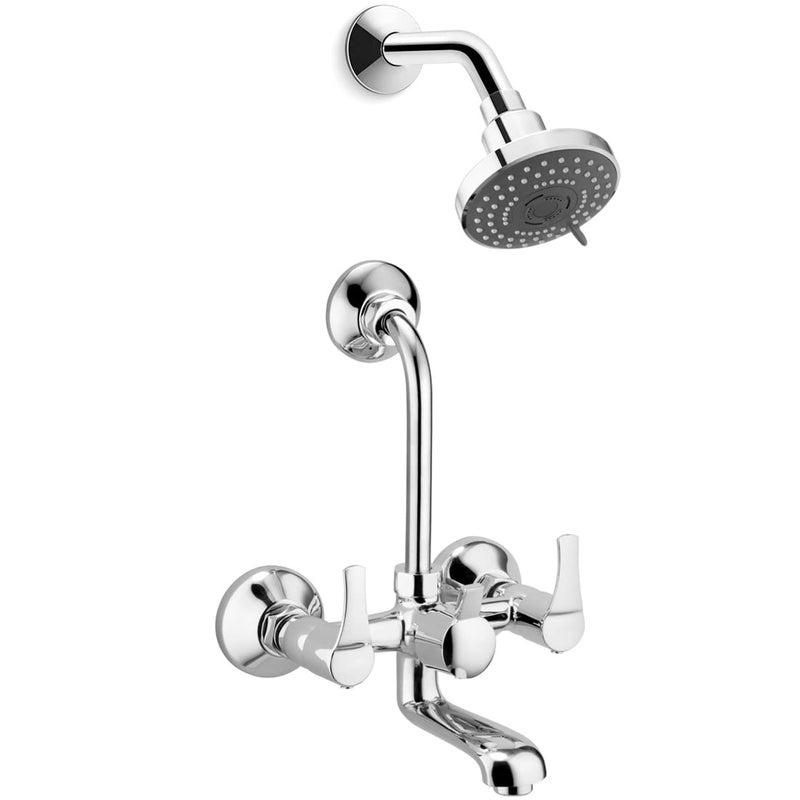 ALTON ESA9325 Brass Wall Mixer With 3Function 4INCH Overhead Shower Set and 190mm Bend Pipe Chrome - Image 1