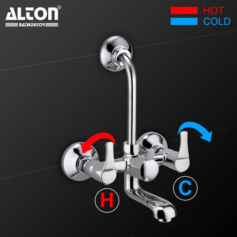 ALTON ESA9325 Brass Wall Mixer With 3Function 4INCH Overhead Shower Set and 190mm Bend Pipe Chrome - Image 2