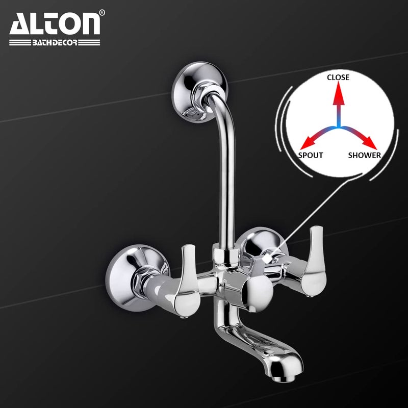 ALTON ESA9325 Brass Wall Mixer With 3Function 4INCH Overhead Shower Set and 190mm Bend Pipe Chrome - Image 3