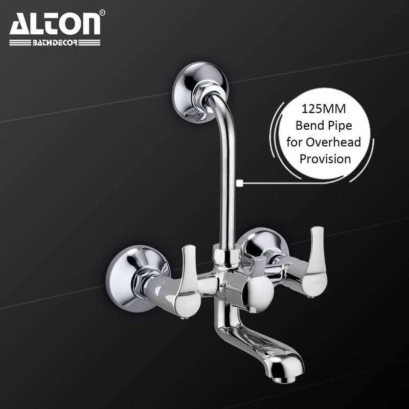 ALTON ESA9325 Brass Wall Mixer With 3Function 4INCH Overhead Shower Set and 190mm Bend Pipe Chrome - Image 4