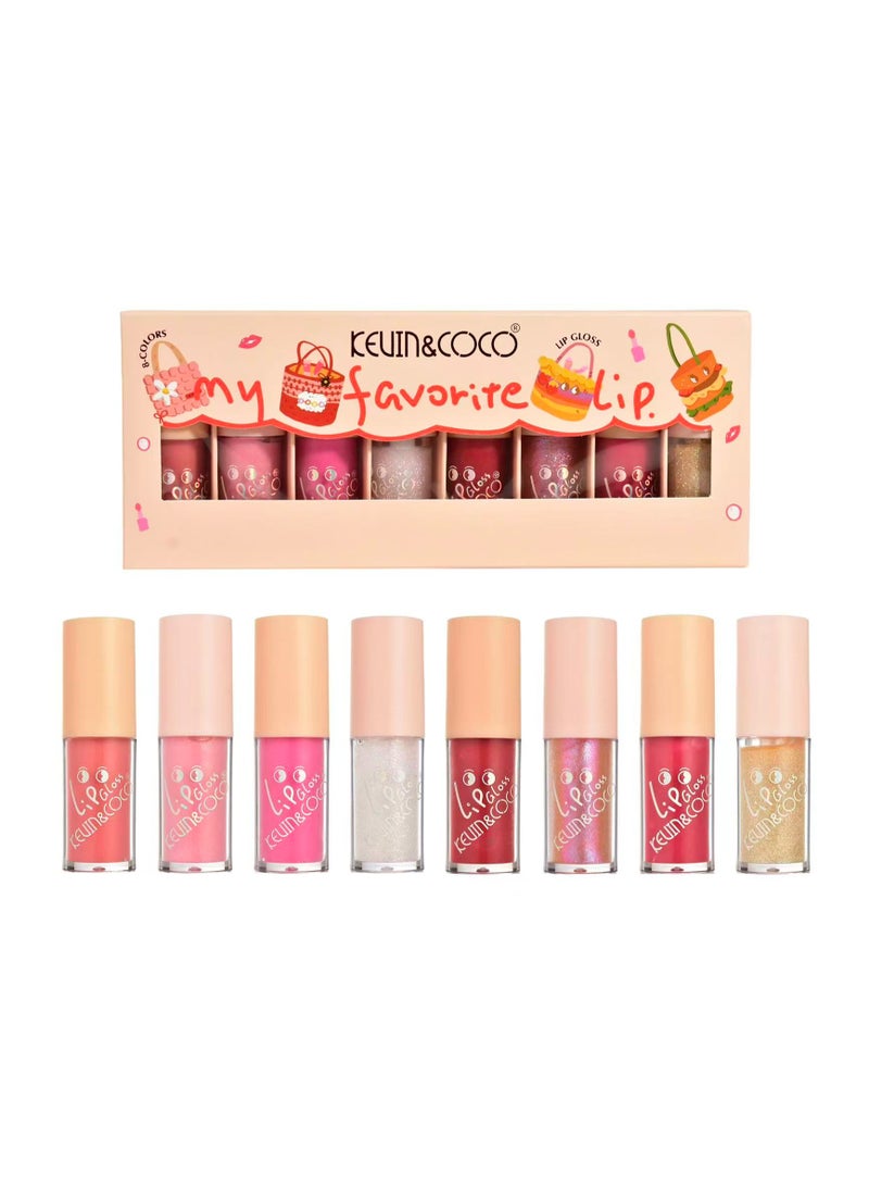 كيفن كوكو مجموعة ملمع الشفاه كيفن آند كوكو، 8 قطع، متعددة الألوان - Image 1