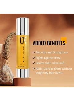 Global Keratin 100% Organic Argan Oil Anti Frizz Hair Serum (1.69 Fl Oz/50ml) Styling Smoothing Strengthening Hydrating & Nourishing Heat Protection Shine Frizz Control Dry Damage Hair Repair