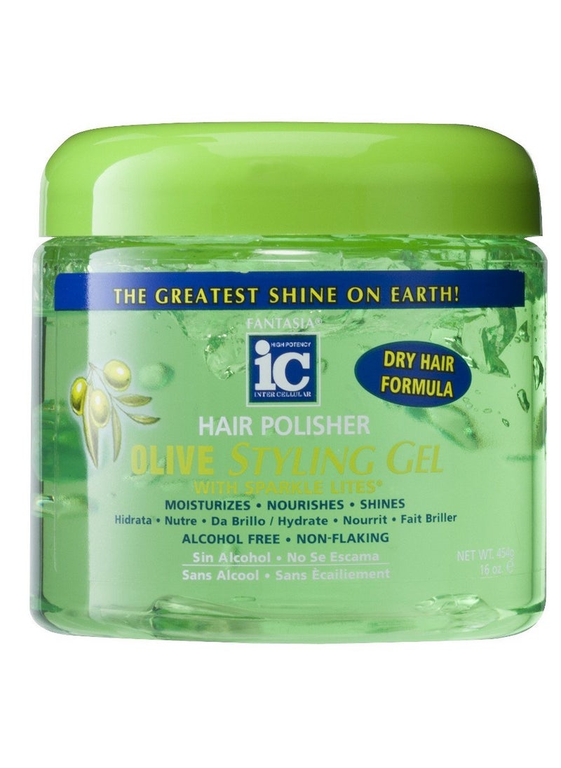 Fantasia - Fantasia Ic Hair Polisher Olive Styling Gel With Sparkle Lites, 16 Oz - Image 1