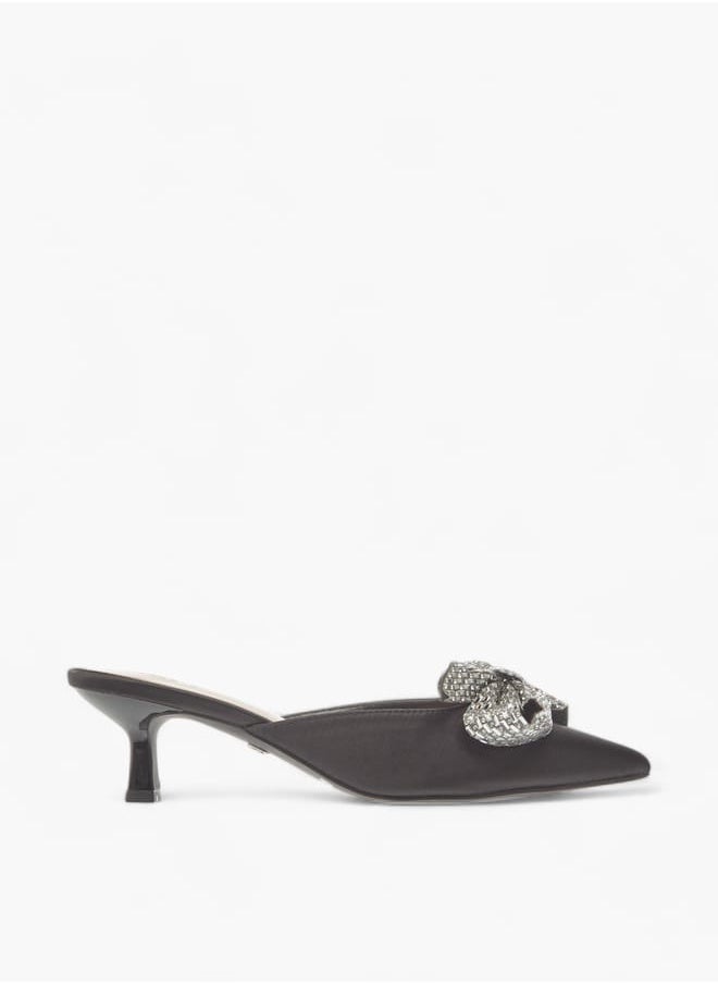 Celeste Womens Bow Embellished Slip-On Shoes With Kitten Heels  - Image 3