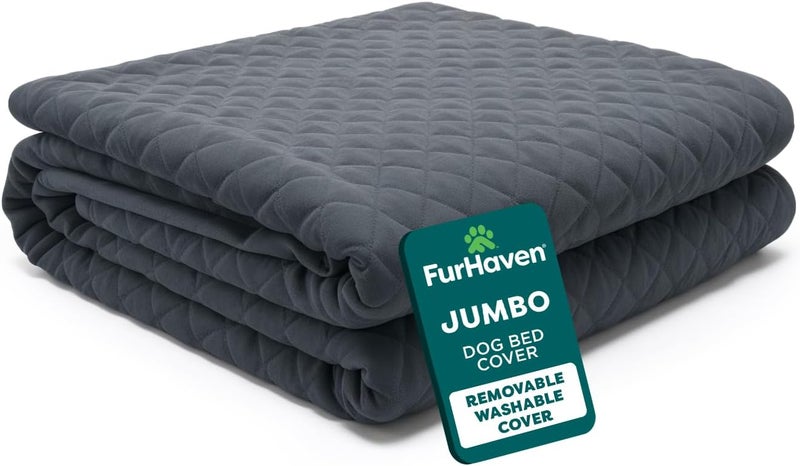 Furhaven Replacement Dog Bed Cover Quilted Sofa-Style, Machine Washable - Iron Gray, Jumbo (X-Large) - Image 1