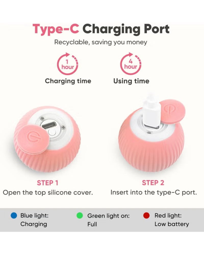 Interactive Cat Ball Toy, Intelligent Indoor Automatic Moving Ball Puzzle Dispel Boredom USB Charging Pet Toy - Image 5
