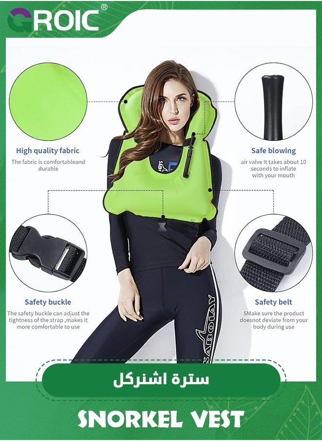 GROIC Snorkel Life Vest for Adults, Inflatable Adjustable Safety Snorkeling Jackets Swimming Diving Surfing Water Sports, Fun Portable Swim  - Image 2