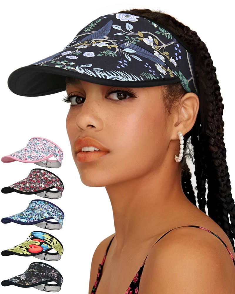 Alnorm Satin Lined Visor with Velcro for Summer UV Protection Sun Hat for Outdoors, Gray Pattern, One size - Image 1