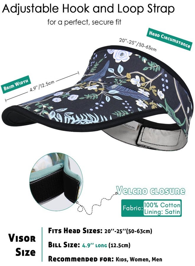 Alnorm Satin Lined Visor with Velcro for Summer UV Protection Sun Hat for Outdoors, Gray Pattern, One size - Image 2
