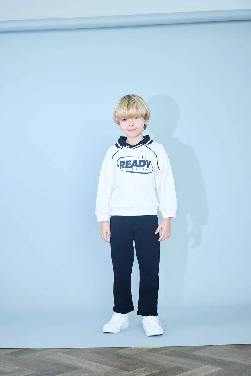 Defacto Baby Boy Mandarin Collar Printed Sweatshirt