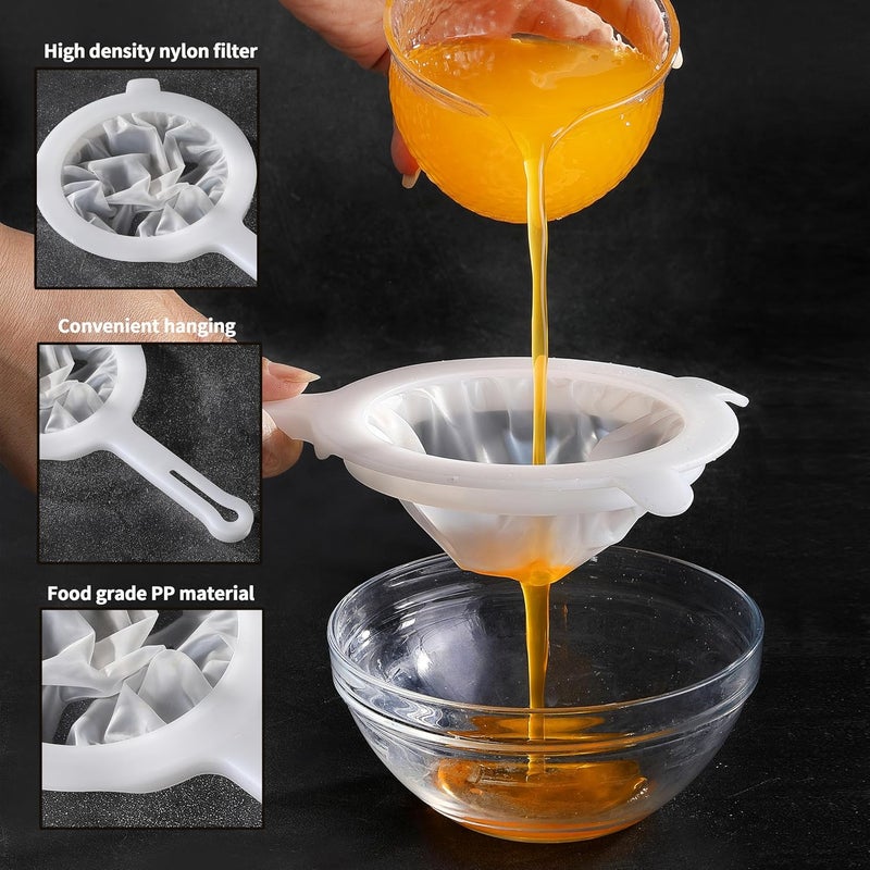 VRUIFA 2PCS Plastic Fine Mesh Strainer, Nylon Ultra Strainer for Juice,Yogurt, Coffee, Honey, Milk, Nut Milk with Handle (120+200Mesh) - Image 4