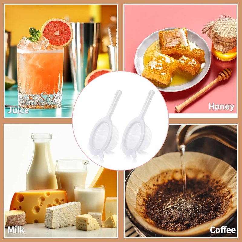 VRUIFA 2PCS Plastic Fine Mesh Strainer, Nylon Ultra Strainer for Juice,Yogurt, Coffee, Honey, Milk, Nut Milk with Handle (120+200Mesh) - Image 3
