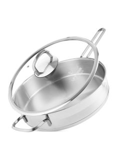 Life Smile 28cm (3.5 Liter) LIFE SMILE Frying pan with Lid - 18/10 Pure Stainless Steel - Thick Induction Base Double Handle Fry Pan - Non-Toxic, 100% PFOA, PTFE & PFOS Free - Oven Safe Saute Pan  - Image 1