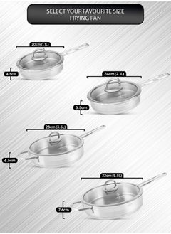 Life Smile 28cm (3.5 Liter) LIFE SMILE Frying pan with Lid - 18/10 Pure Stainless Steel - Thick Induction Base Double Handle Fry Pan - Non-Toxic, 100% PFOA, PTFE & PFOS Free - Oven Safe Saute Pan  - Image 3