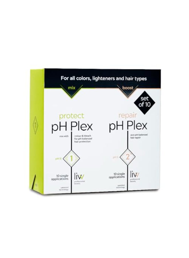 LIW pH Plex Steps 12 Protect Repair Hair Care Treatment Use with Home Hair Color Bleach Products Salon Quality Professional Results at Home Value Pack 10 Sachets of Steps 1 2 - Image 1