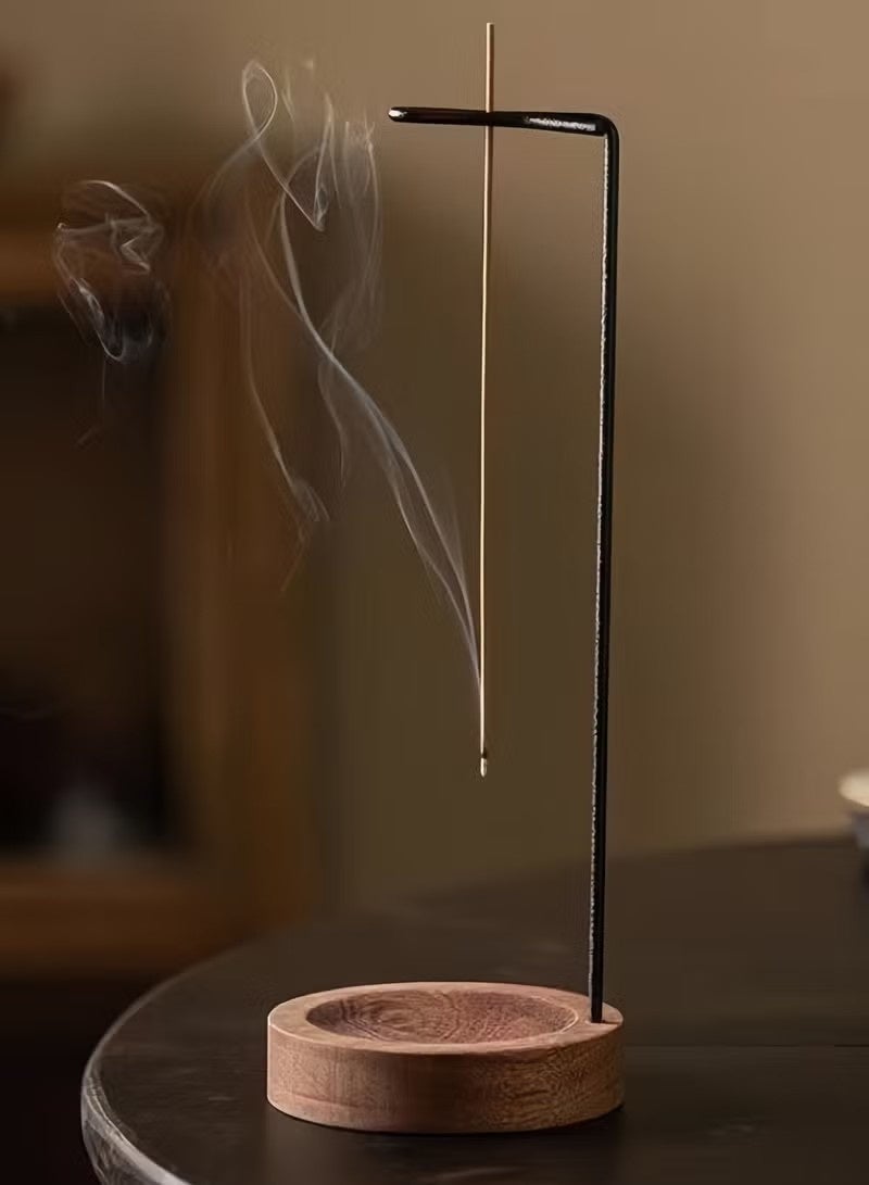 حامل بخور من الخشب الصلب، تصميم متعدد الأغراض، مبخرة خشبية مع وعاء لجمع الرماد وحامل أعواد البخور، مناسب لتزيين المنزل واليوغا والمنتجعات الصحية والتأمل - Image 4