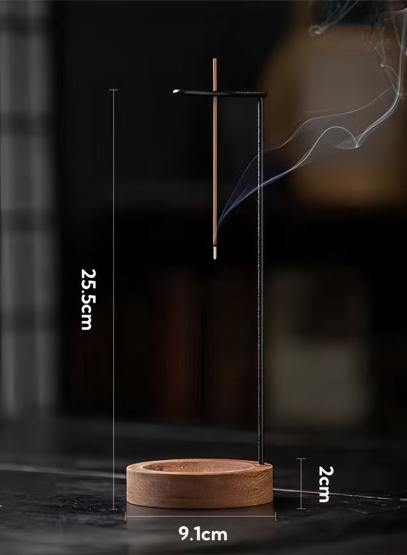حامل بخور من الخشب الصلب، تصميم متعدد الأغراض، مبخرة خشبية مع وعاء لجمع الرماد وحامل أعواد البخور، مناسب لتزيين المنزل واليوغا والمنتجعات الصحية والتأمل - Image 3