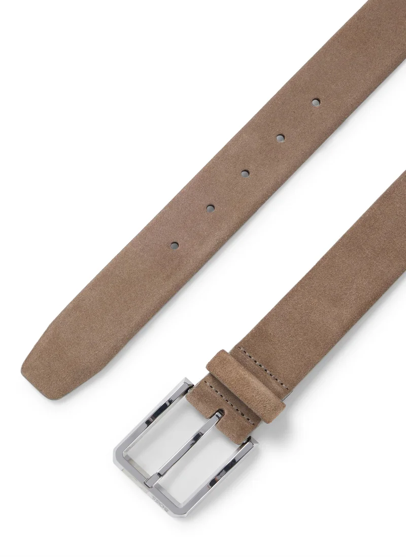 BOSS Suede belt with polished pin buckle