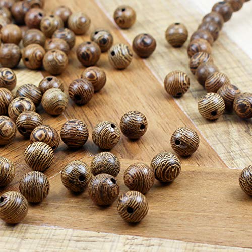 Prometis 200pcs 10mm Natural Sandalwood Round Beads Gorgeous Craft Handmade Polished Spacer Mala Pray Beads with Elastic Cord for Bracelets DIY Rosary Tasbih Jewelry Making - Image 2