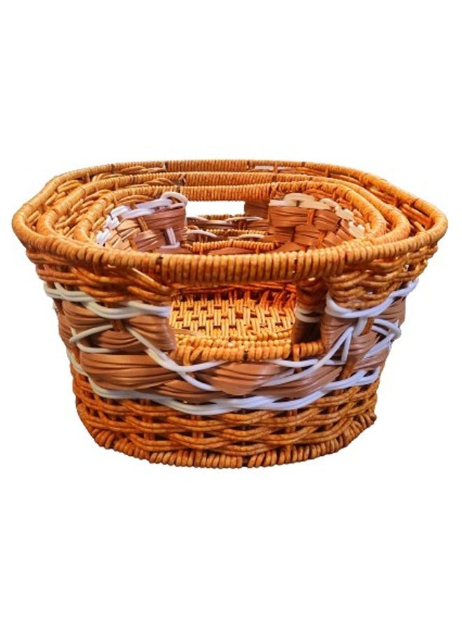 NKX Set of 3 Handmade Rattan Fruit Basket Food Storage Bowls Kitchen Organizer  - Image 4