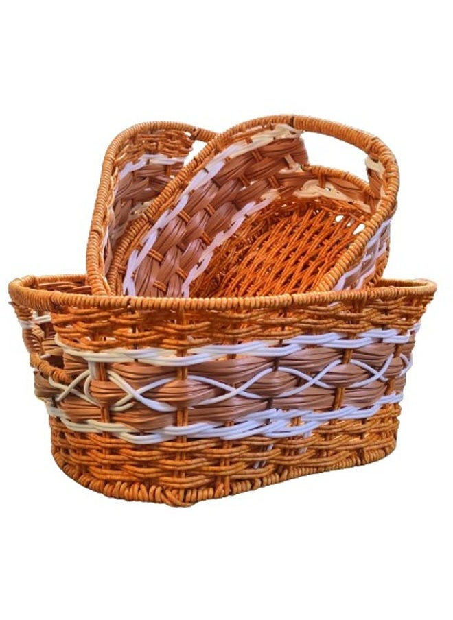 NKX Set of 3 Handmade Rattan Fruit Basket Food Storage Bowls Kitchen Organizer  - Image 1