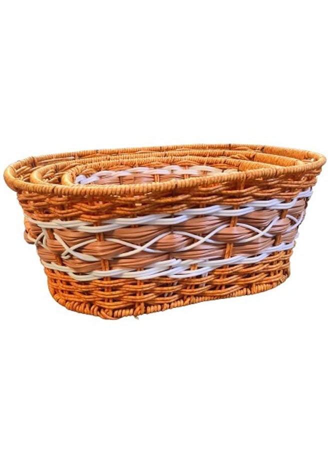 NKX Set of 3 Handmade Rattan Fruit Basket Food Storage Bowls Kitchen Organizer  - Image 2