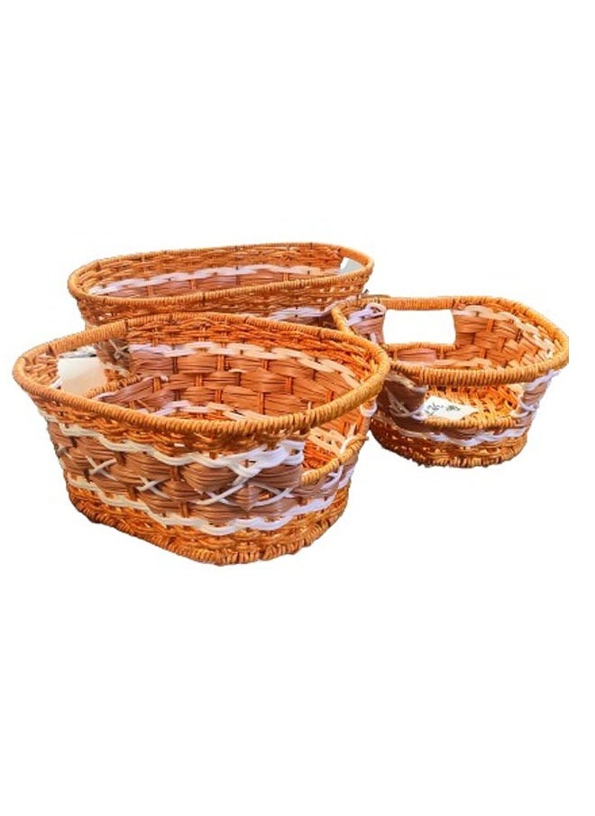 NKX Set of 3 Handmade Rattan Fruit Basket Food Storage Bowls Kitchen Organizer  - Image 3