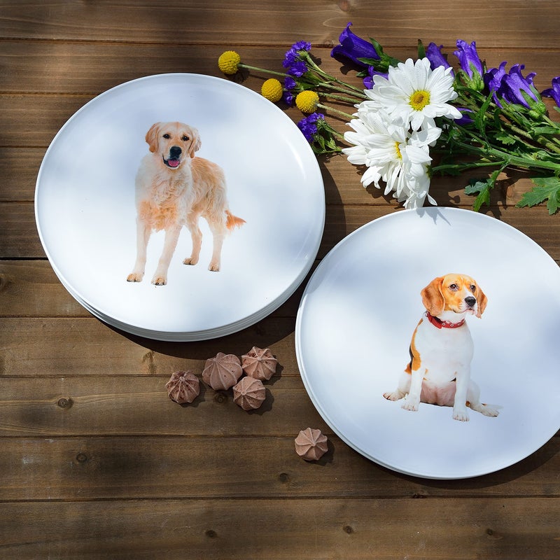Youngever 10 Inch Plastic Plates, Large Plates, Dinner Plates, Set of 9 (Dog Theme) - Image 5