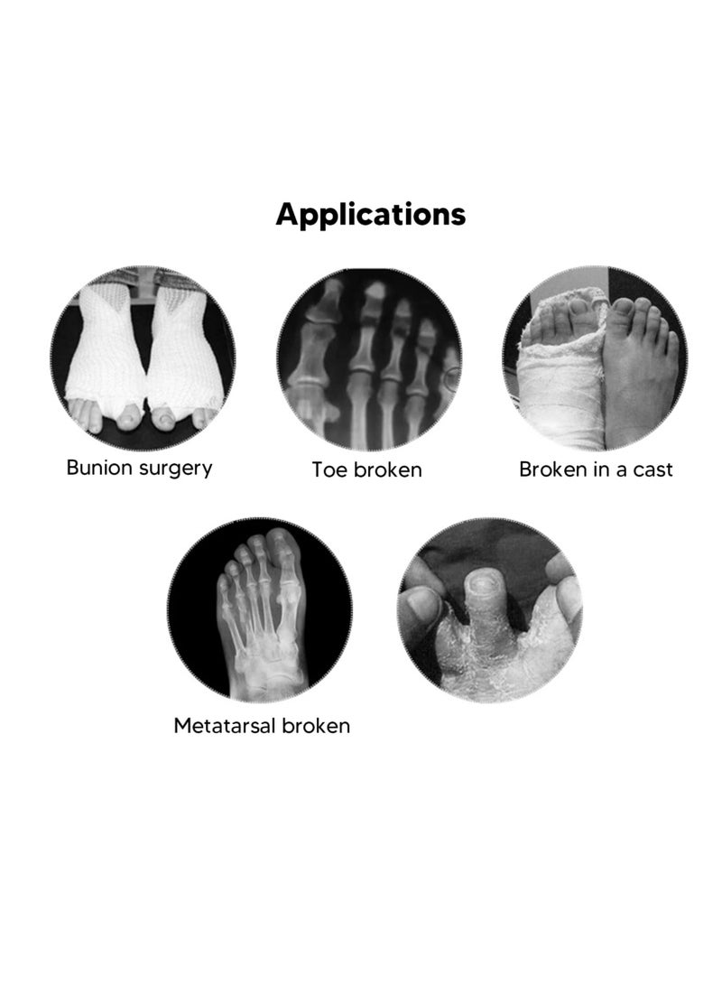 Excefore Post Op Shoe, Cast Foot Brace Shoe Broken Toe Open Walking Shoe Prevent Slip Shock Absorbing Adjustable Faux Leather Post Operative Shoe for Foot Injuries Swollen Feet Broken, L Size, 10 in, 25 cm - Image 5