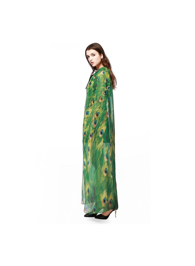 SYOSI Chiffon Peacock Hooded Cape, Peacock Shawl Fairy Girls Cape Peacock Costumes for Halloween Fancy Dress for Halloween Parties, Fancy Dress Parties, Theme Parties, Sun Protection(1 Pack) - Image 4