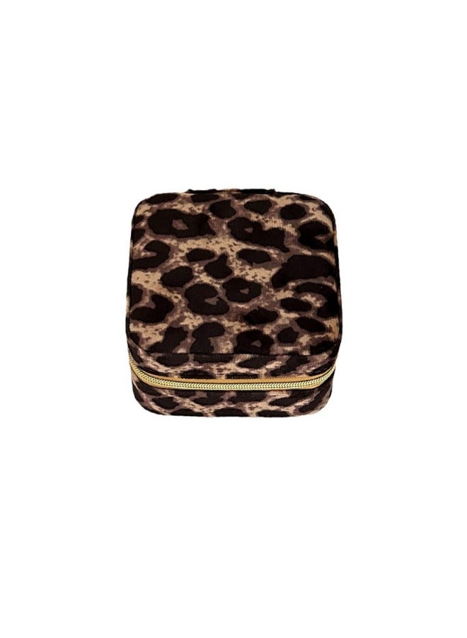 Brown Leopard Print Portable Jewelry Box-Best Gift For Her-Compact Travel Jewelry Case  - Image 1