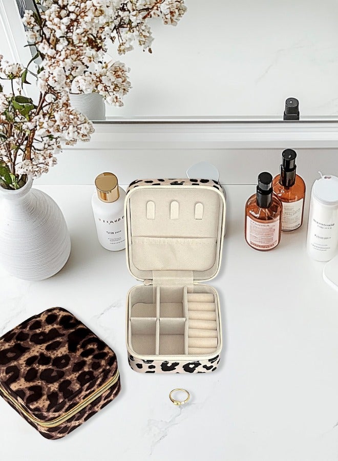 Brown Leopard Print Portable Jewelry Box-Best Gift For Her-Compact Travel Jewelry Case  - Image 5