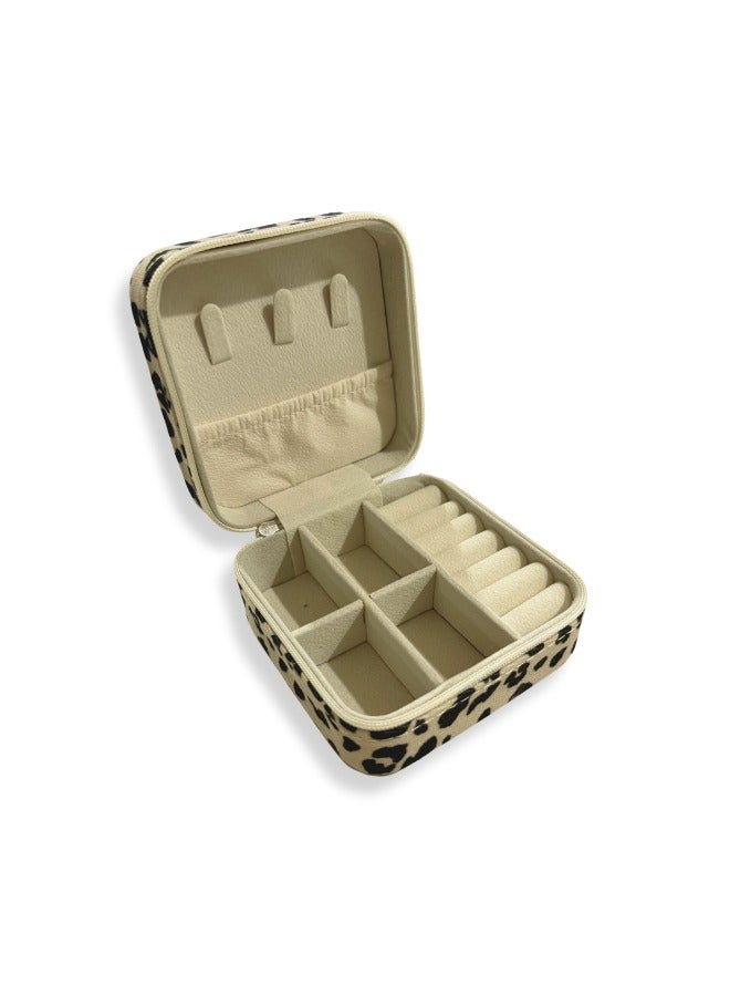Brown Leopard Print Portable Jewelry Box-Best Gift For Her-Compact Travel Jewelry Case  - Image 3