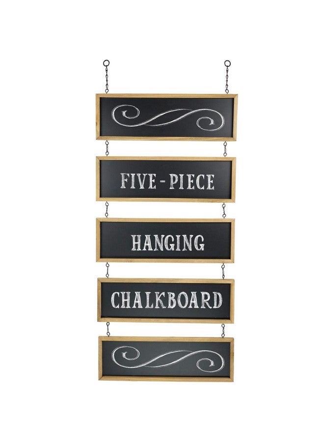 Excello Global Products EXCELLO GLOBAL PRODUCTS Hanging Chalkboard Sign Wooden Framed Vintage Rustic Wedding Signs Kitchen Pantry & Wall Decor Rectangle Erasable Black Board Connected Panels with Chains: 32 1/2 x 15 3/4 - Image 1