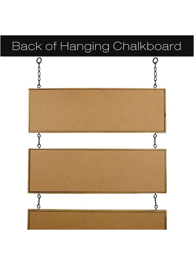 Excello Global Products EXCELLO GLOBAL PRODUCTS Hanging Chalkboard Sign Wooden Framed Vintage Rustic Wedding Signs Kitchen Pantry & Wall Decor Rectangle Erasable Black Board Connected Panels with Chains: 32 1/2 x 15 3/4 - Image 4
