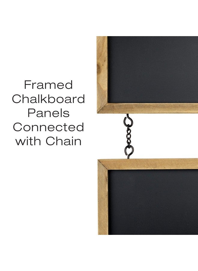 Excello Global Products EXCELLO GLOBAL PRODUCTS Hanging Chalkboard Sign Wooden Framed Vintage Rustic Wedding Signs Kitchen Pantry & Wall Decor Rectangle Erasable Black Board Connected Panels with Chains: 32 1/2 x 15 3/4 - Image 2