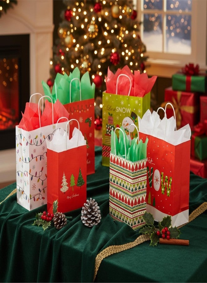 SUNCOLOR Pack of 24 Christmas Gift Bags Assorted Sizes With Tissue paper (8 Large 13", 8 Medium 11", 8 Small 9") - Image 4