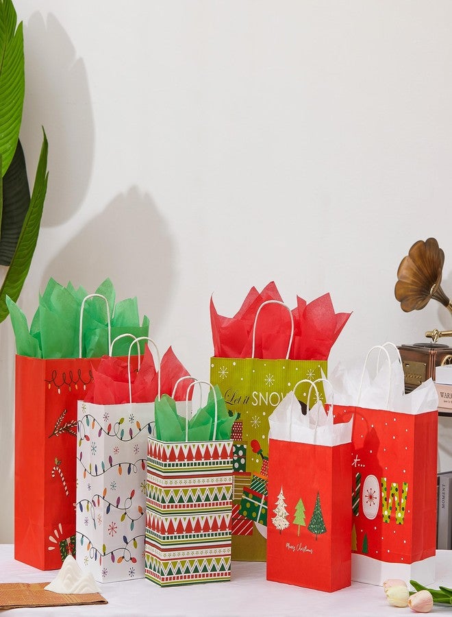SUNCOLOR Pack of 24 Christmas Gift Bags Assorted Sizes With Tissue paper (8 Large 13", 8 Medium 11", 8 Small 9") - Image 5