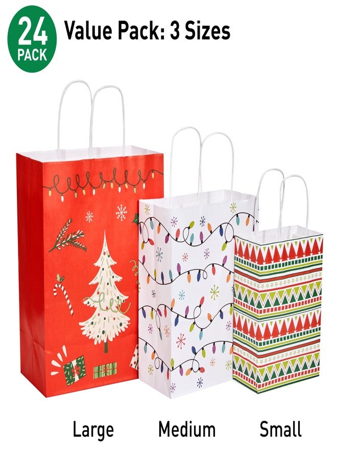SUNCOLOR Pack of 24 Christmas Gift Bags Assorted Sizes With Tissue paper (8 Large 13", 8 Medium 11", 8 Small 9") - Image 3