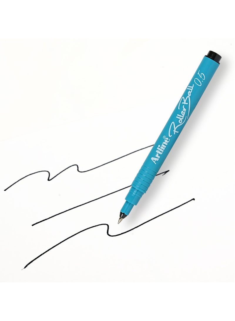 Artline 12 Pieces 4200 Roller Ball Pen, Acid Free, 0.5mm, Color: Black - ARBNERB-4200BK - Image 2