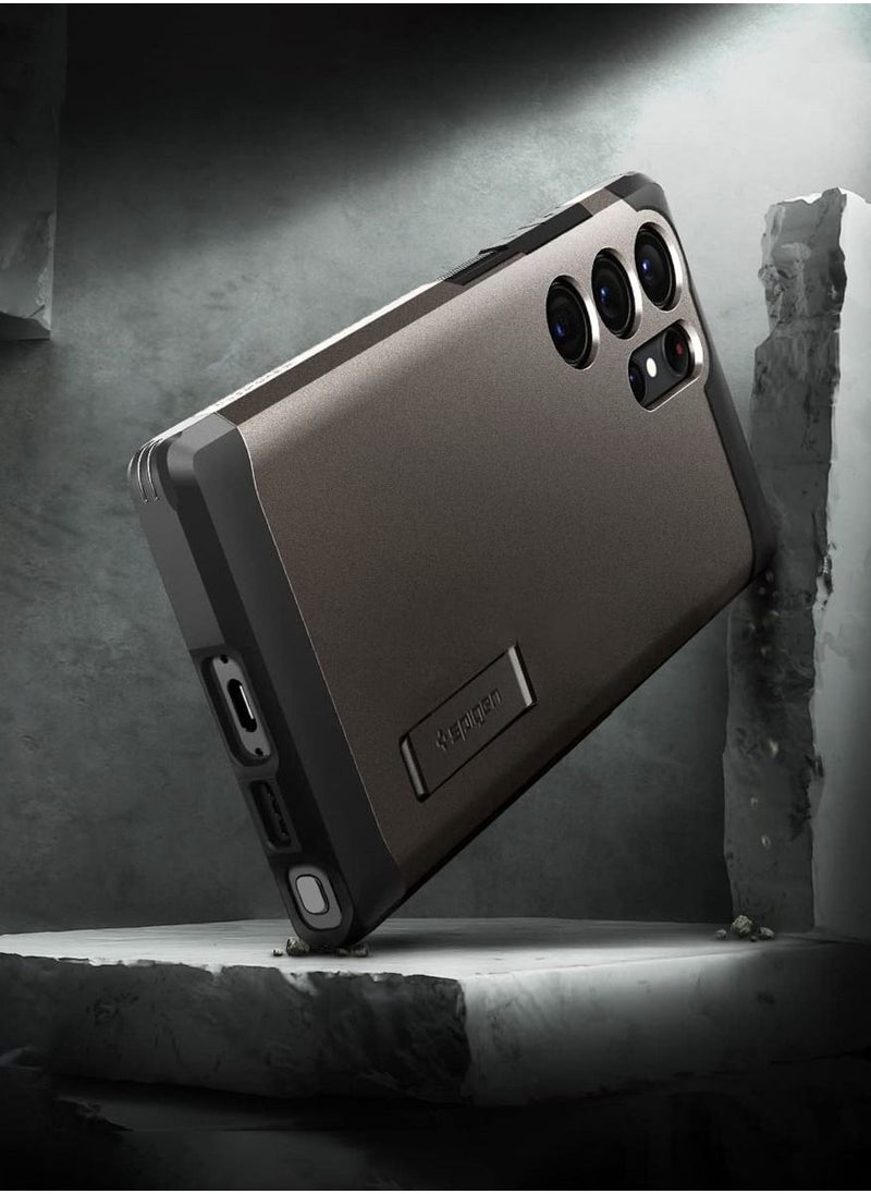 Spigen - Tough Armor for Samsung Galaxy S23 ULTRA Case Cover with Extreme Impact Foam - Gunmetal - Image 1